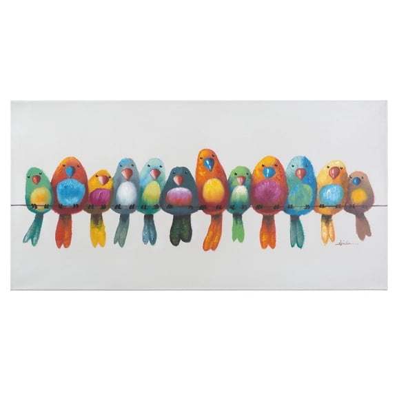 Yosemite Home Decor 'Birds on a Wire I' Fabric Canvas in Multi-Color