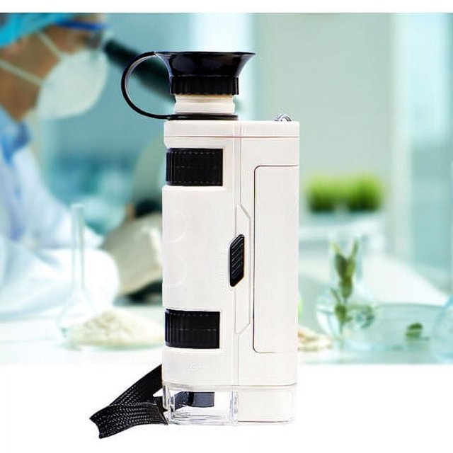Microscopio de bolsillo para niños, 60x-120x, con luz LED y zoom, para conectar con el teléfono, aumento de 1000x, regalo educativo científico para niños, niñas y estudiantes (gris)