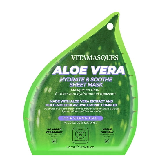 Vitamasques Aloe Vera Face Sheet Mask, Hydrating   Soothing, 1 Count