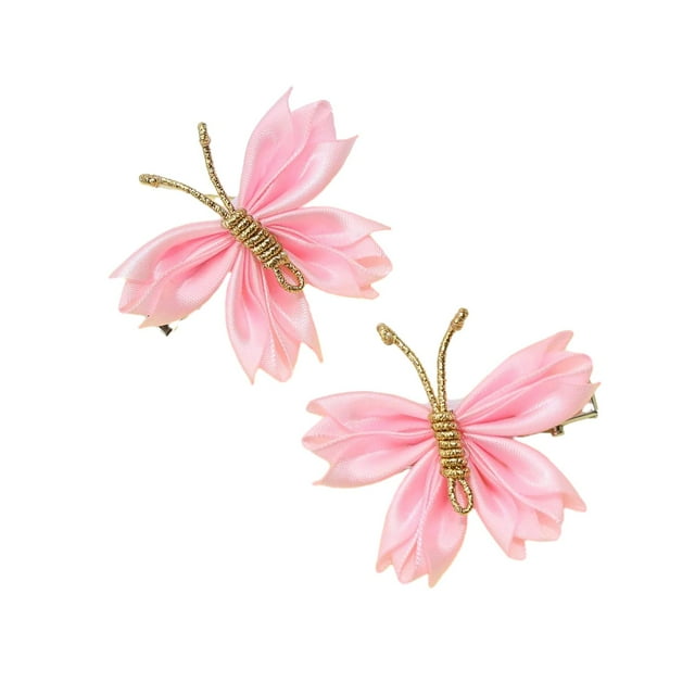 2 x Pinzas para el cabello con forma de mariposa Pinzas para el cabello con forma de mariposa Portátiles Versátiles Cabello rizado Cabello Rosa satinado