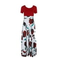 thumbnail image 4 of Frontwalk Ladies Long Dress Short Sleeve Maxi Dresses Crew Neck Summer Beach Sundress Holiday Casual Floral Print Red L, 4 of 7