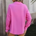 thumbnail image 6 of Lovskoo Spring Tops for Women 2024 Long Sleeve Solid Color Trendy Button Down Cardigan with Lapel Tops Hot Pink M, 6 of 9