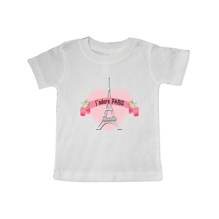 

Inktastic I adore Paris with Eiffel Tower in Pink Heart Gift Baby Boy or Baby Girl T-Shirt