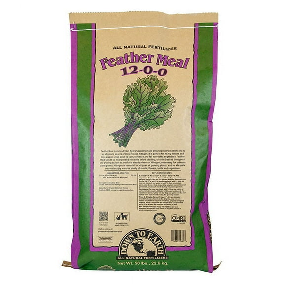 Down to Earth Feather Meal Fertilizer, 50 lb with Slow Release Nitrogen
