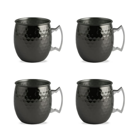 

Cambridge Silversmiths Faceted Metallic Black Moscow Mule Mugs Set of 4