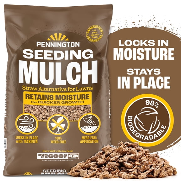 Pennington Lawn Seeding Mulch with Tackifier, 30 lb Bag