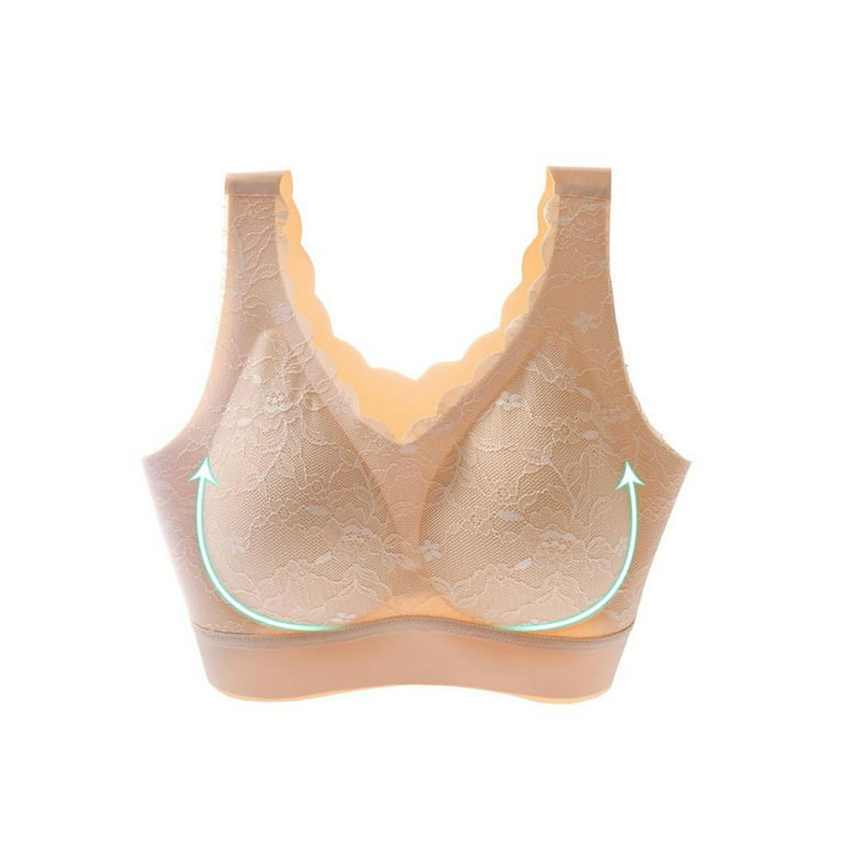 Ochine Women's Active Bras Wireless Padded Lace U Shape Bra Removable  Molded Soft Cup Comfy Seamless Bralette Medium Impact Support Crop Vest  Tops for