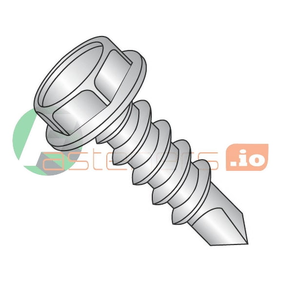 3/8 x 3" Self-Drilling Screws / Unslotted / Hex Washer Head / 18-8 Stainless Steel / #3 Drill Point (Quantity: 100 pcs)
