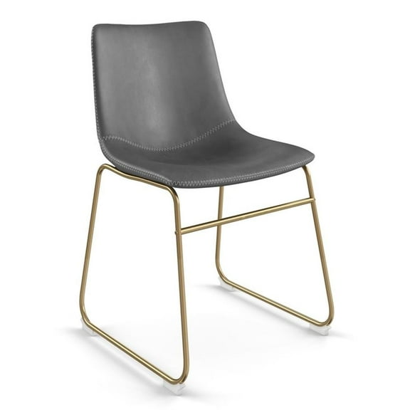 Pemberly Row Modern Side Chairs with Gold Legs (Set of 2) in Gray