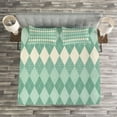 thumbnail image 3 of Ambesonne Aqua Quilted Bedspread Set 3 Pcs, Triangle Shapes Abstract, King Size, Turquoise Pale Blue, 3 of 3