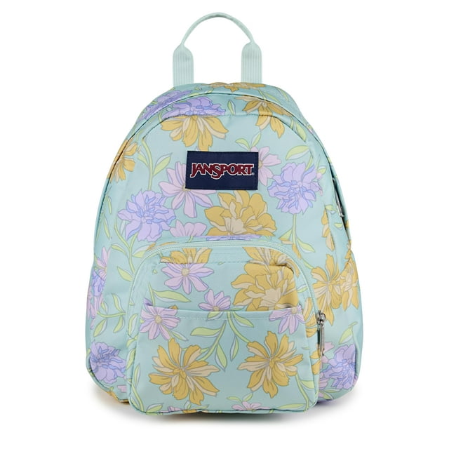 Mochila JanSport Mini de media pinta, 10,2 L, diseño floral desteñido, menta fresca