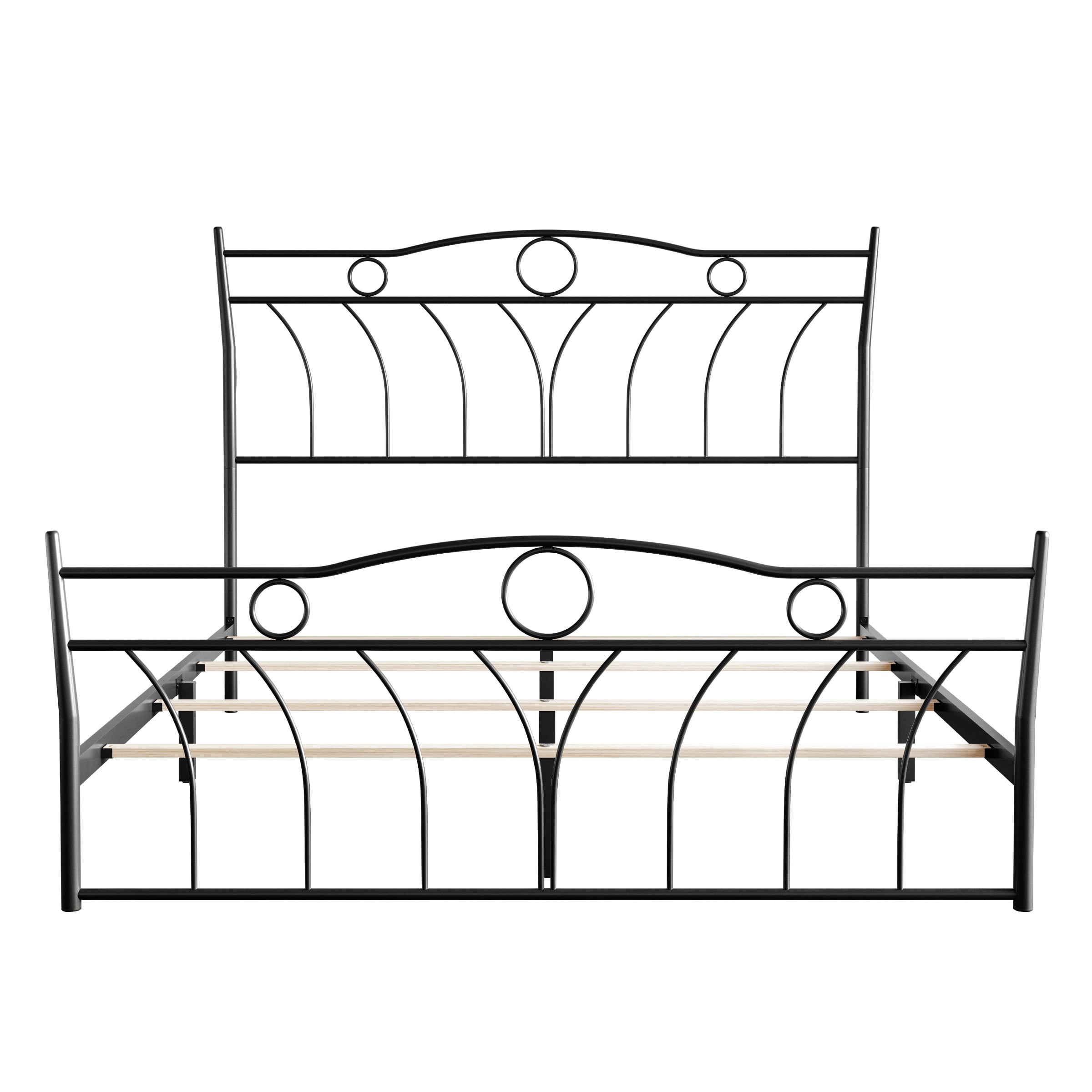 Home Design Shelby King Metal Bed Frame for Adults, Black, Classic Headboard and Footboard Design, Sturdy Frame, Easy Assembly