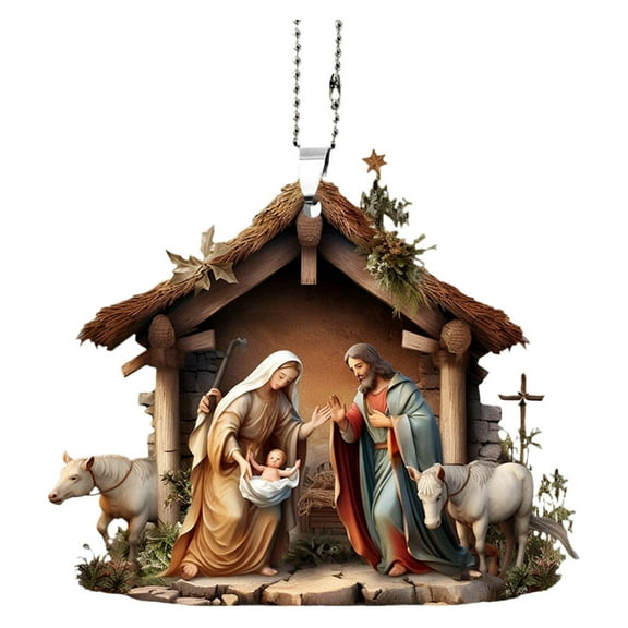 2025 Christmas Nativity Scene Ornaments Religious Acrylic 2D Hanging Pendant The Birth of Jesus Christian Christmas Tree Decorations Xmas Holiday Memorial Keepsake Gift