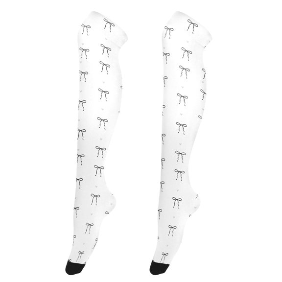 Black Bowknot High Thigh Socks Over Knee Thin Tights Long Stocking for Women Leg Warmer