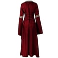 thumbnail image 3 of Domzest Medieval Dress for Women Vintage Renaissance Costumes Lace Up Bell Sleeve Square Neck Dresses Halloween Maxi Dresses Red L, 3 of 3