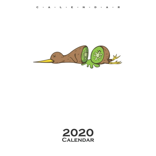 Kiwi bird sliced like a Kiwi fruit Calendar 2020 Annual Calendar for