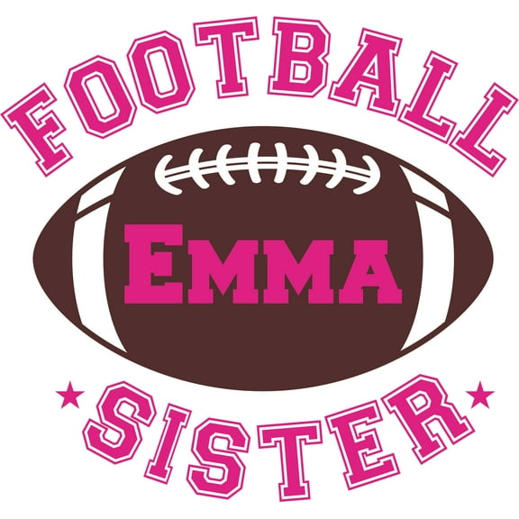 Football Sister Custom Name Vinyl Wall Decal for Home - Split Touchdown Field Goal Ball Sports Cute Wall Décor Bedroom Living Room Entry - Personalized Text Removable High Tact - Size: 20 In x 20 In