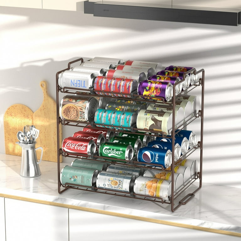 2 Pack - Stackable Beverage Soda Can Dispenser Organizer Rack, Bronze 