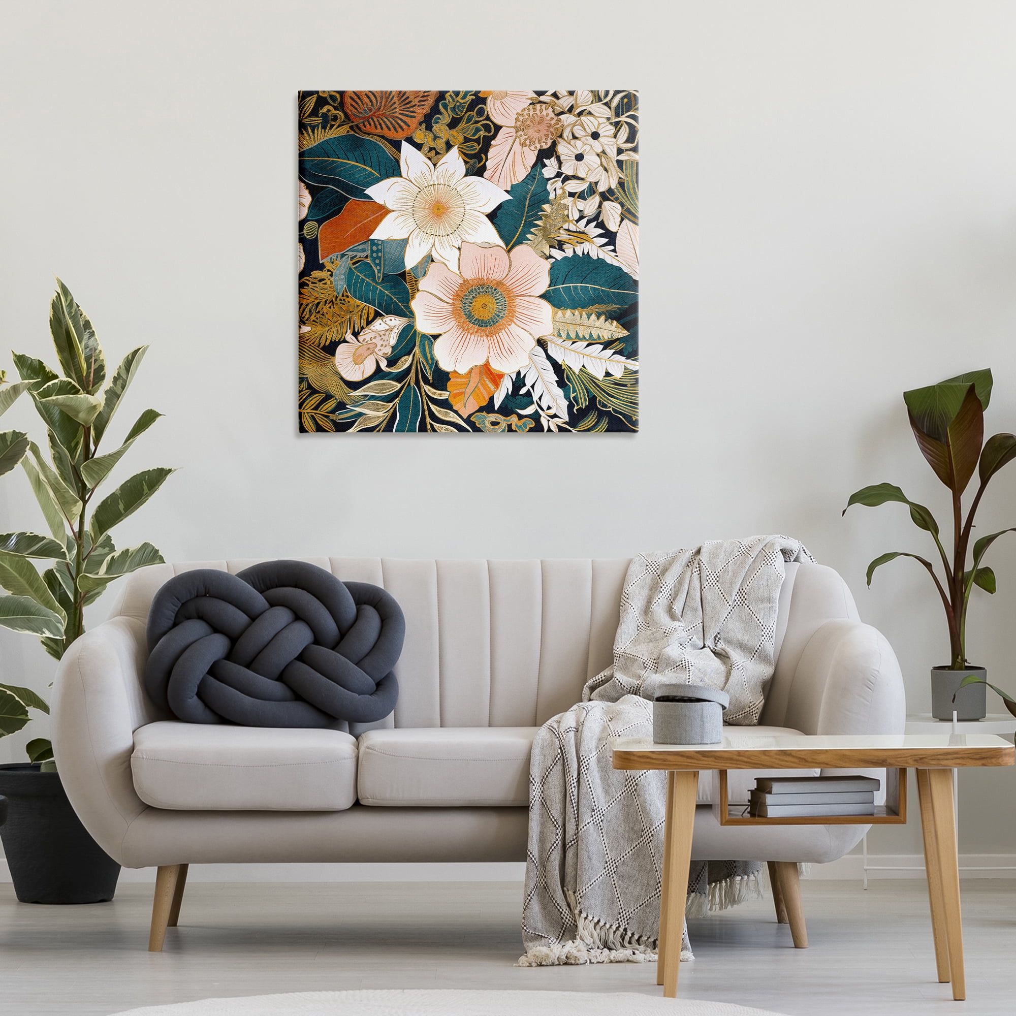 Stupell Industries Eclectic Floral Pattern Botanical & Floral Painting Gallery Wrapped Canvas Art Print Wall Art, 30 x 30
