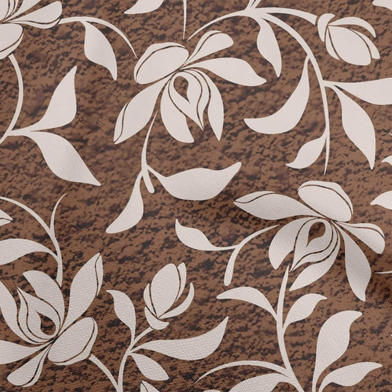 oneOone Viscose Jersey Brown Fabric Floral Magnolia With Texture Fabric For Sewing Printed Craft Fabric By The Yard 60 Inch Wide