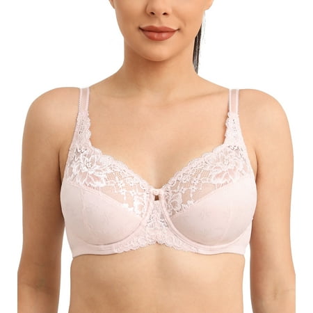 

Exclare Women Full Coverage Lace Floral Underwire Bra-102