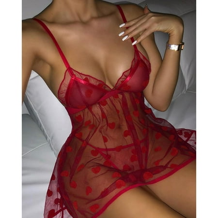 

Women Sexy Lingerie Lace Sheer Bodydoll Sleepwear Nightwear Dress G-String Set