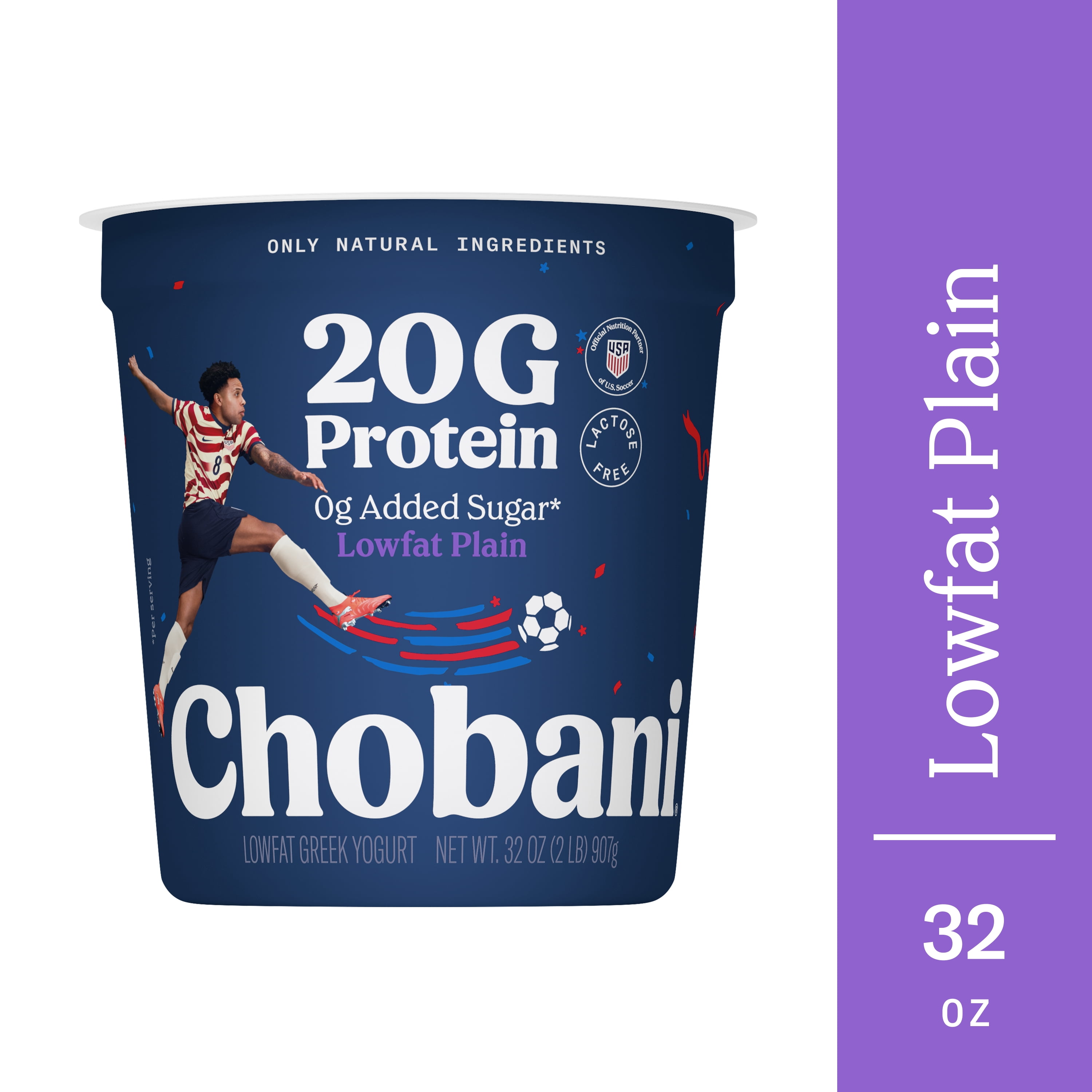 Chobani 20G Protein Low-Fat Greek Yogurt Plain 32 oz Tub