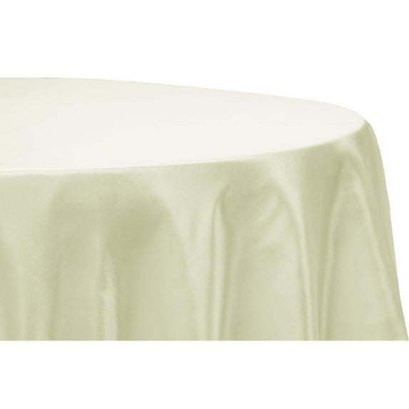 1 Pc, Taffeta Tablecloth 132" Round - Ivory(Machine Washable) For Weddings, Birthday Celebrations, Quinceaneras Or Special Occasion