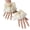 Beige, variant on Sweet Lolita Hand Wrist Cuffs Double Layer Floral Lace Bow Bracelet Wristband Imitation Pearl Chain Maid C0sp1ay Sleeves