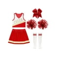 thumbnail image 3 of YiZYiF Ensemble de Tenue de Cheerleading pour Filles 5 Pcs Uniforme de Cheerleading Scolaire Robe de Danse Musicale Rouge 10, 3 of 5