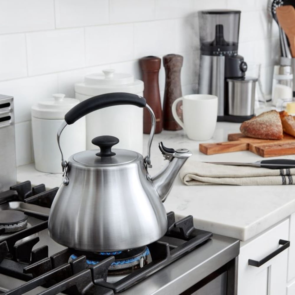 OXO Brew Classic Traditional Brushed Stainless Steel Tea Kettle Pot, Silver