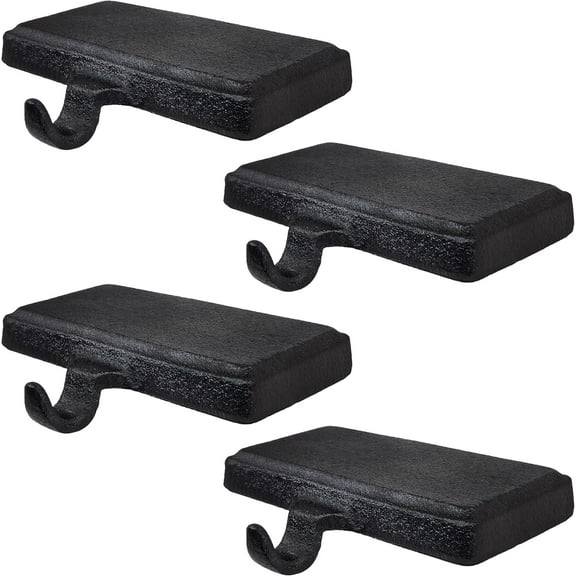 Lulu Decor Black Christmas Stocking Holders for Mantle Set of 4 - Heavy Cast Iron Weighted Strong & Sturdy Low Profile Flat Base Stocking Hooks, Simple Design for Mantle Decor Weighs 2 lbs 10 oz Each
