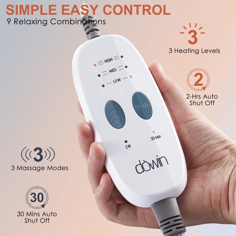 Weighted Electric Heating Pad with Massage, 3 Heat Levels & 3 Vibration  Settings for Back Pain, Neck and Shoulders