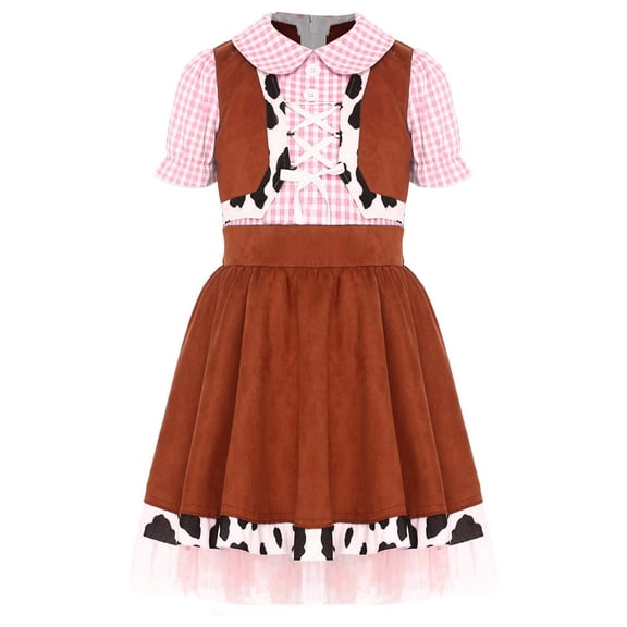 iiniim Girls Western Costume Cowgirls Dress for Halloween Cosplay Dress-up Party Pink 12