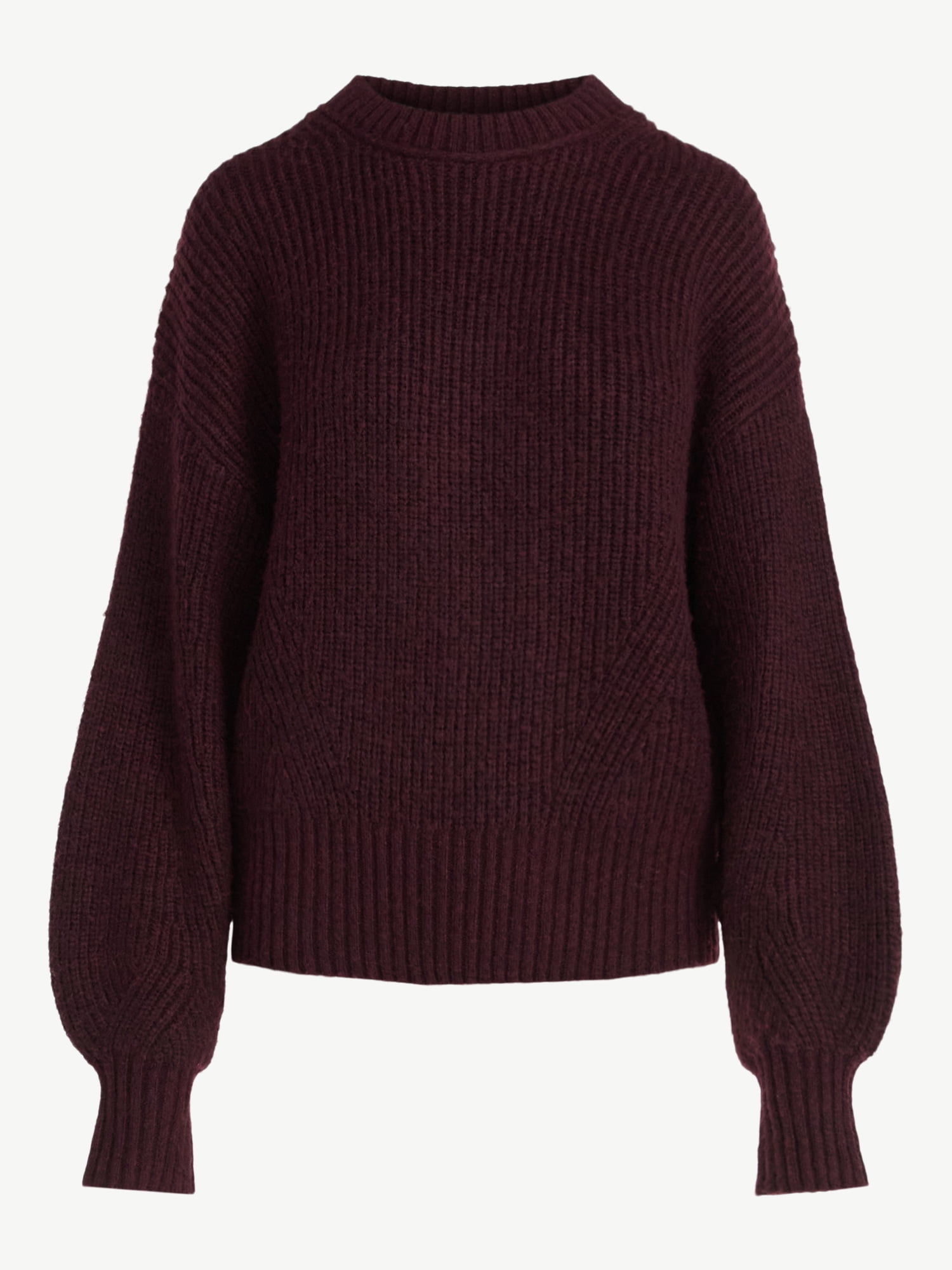 Time and Tru Women's Shaker Stitch Mock Neck Sweater, Midweight, Sizes XS-XXXL