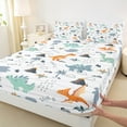 thumbnail image 3 of Manfei Cartoon Dinosaur 4-Piece Full Size Sheets,Woodland Animal Bed Sheets,Kawaii Wildlife Lightweight Sheet Sets,Cute Bedroom Decoration, 3 of 7