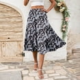 thumbnail image 5 of WTOBBY Women's Casual High Waist A-Line Skirt with Floral Print and Pockets, Polka Dot Stripe Design Skirt for Bohemian Style, Elastic Waist for Comfort,Gray M, 5 of 5