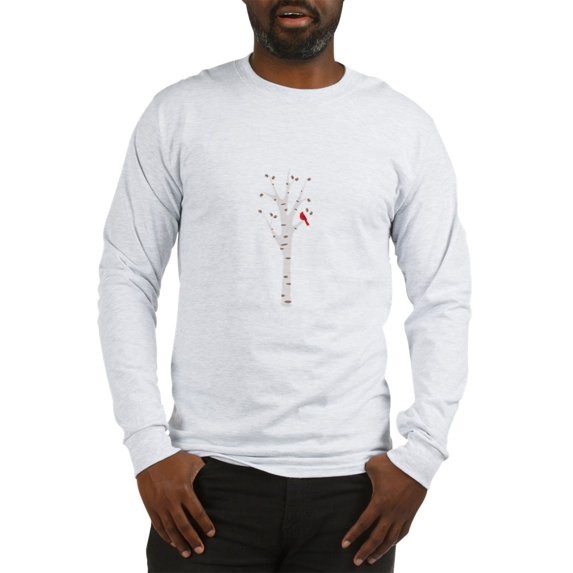 CafePress - Winter Birch Tree Cardinal Bird Long Sleeve T Shir - Unisex Cotton Long Sleeve T-Shirt
