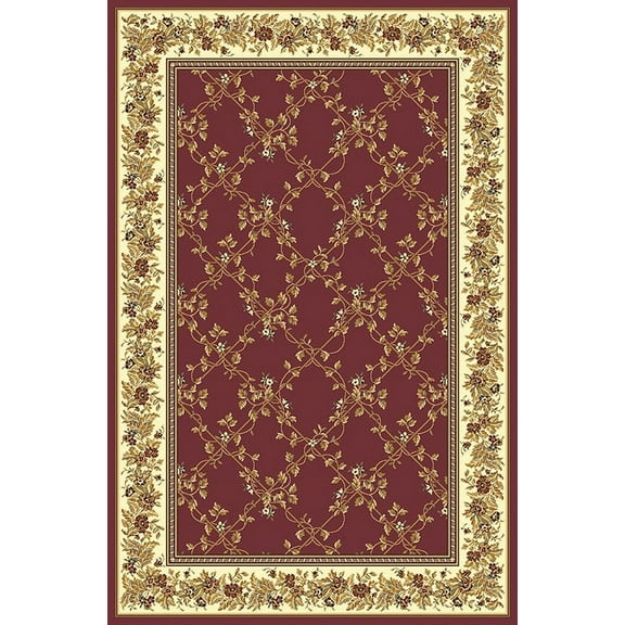 Radici Usa Noble Area Rug 1427 Burgundy Floral Country 7' 9" x 11' 6" Rectangle