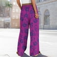 thumbnail image 4 of Simua Women's Wide Leg Palazzo Pants Summer Casual Loose High Waist Lounge Floral Printed Travel Vacations Trendy Outfit, 4 of 8