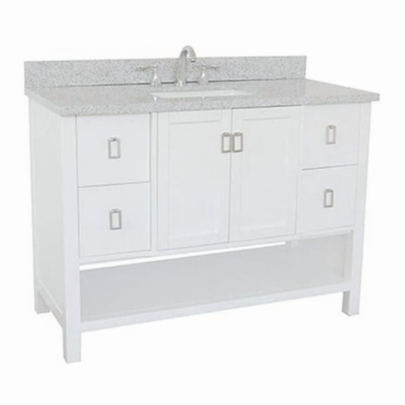 49 x 22 x 36 in. Single Vanity, White Top with Gray Granite & Rectangle Sink