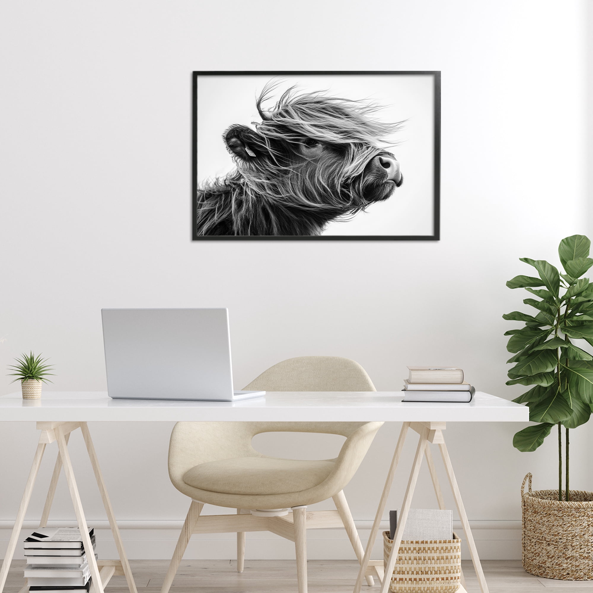 Stupell Industries Handsome Highland Portrait Black Framed Giclee Art, design by Tina LeCour