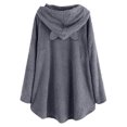 thumbnail image 4 of Ozmmyan Woman's Casual Solid Color Plush Buttons Long Sleeved Hooded Plush Coat Top, 4 of 5