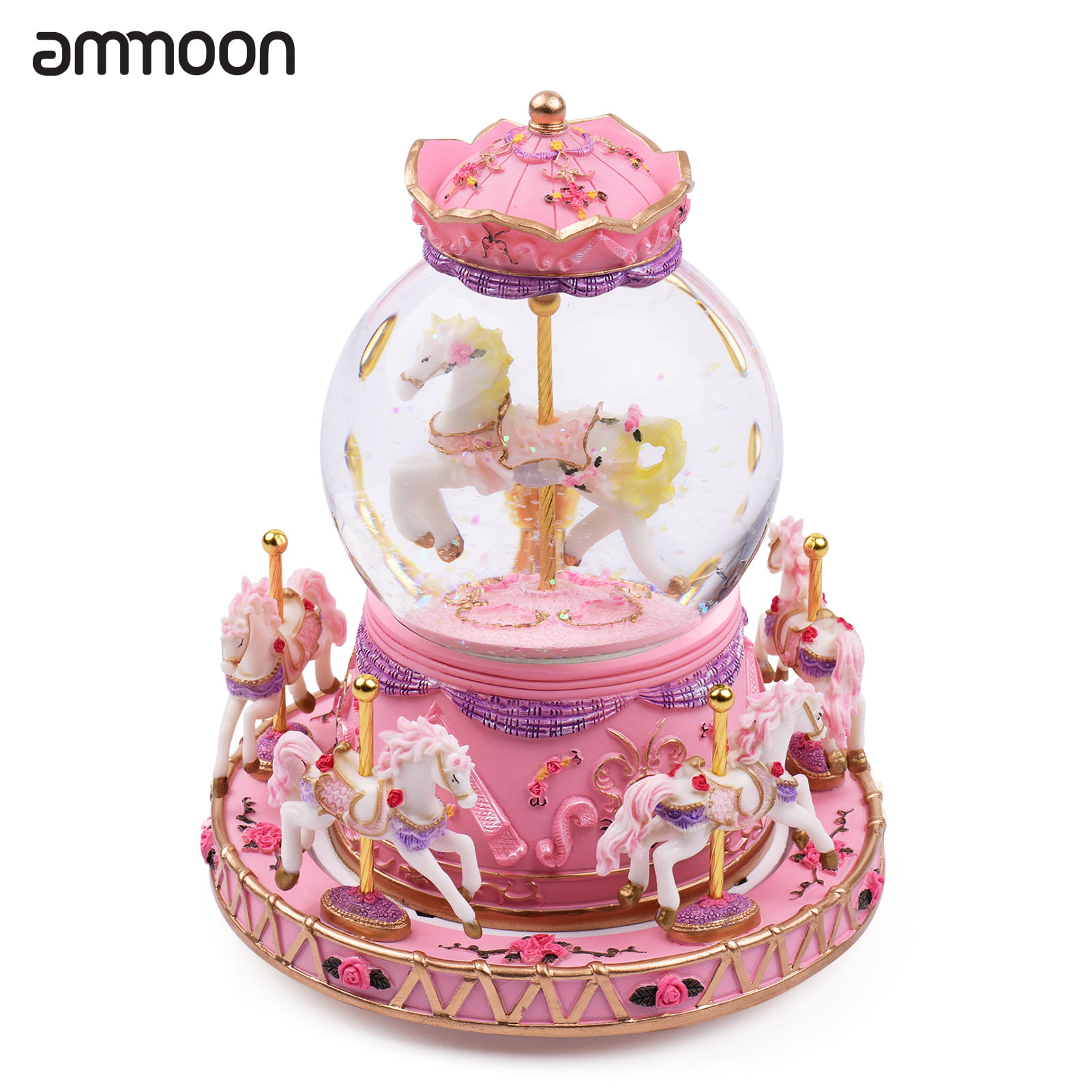 The Perfect Unicorn for Girls with LED Rainbow Snow Lights Sethruki Unicorn Music Snowball Birthday,Christmas 3.94 Inch Automatic Snowfall Music Box