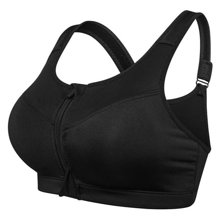 

Women s Medium Support Front zipper Wirefree Removable Cups Yoga Sport Bra For Running Cycling Boxing Playing Balls