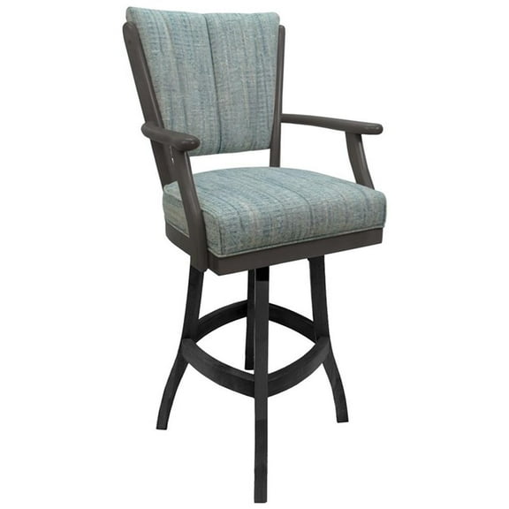 Classic Solid Wood Swivel Counter 26" Bar Stool with Arms