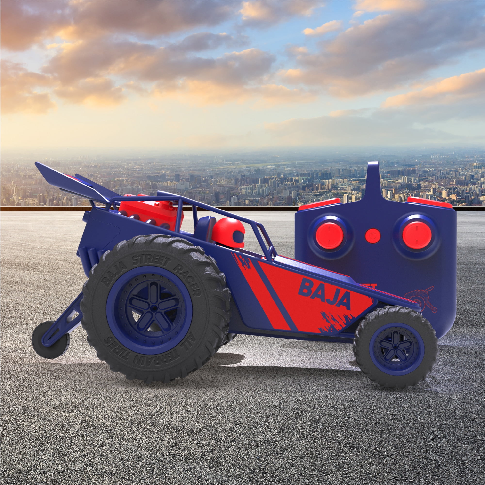 Sharper Image® Baja Street Racer RC Car, High-Speed Stunts, LED Headlights, and Oversized Dragster Tires