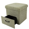thumbnail image 2 of Hofitlead 15 Inch Storage Ottoman Cube, Folding Square Storage Ottoman with Tray&Drawer Footstool, Bedroom (Beige,1 PCS + Side Drawer), 2 of 8