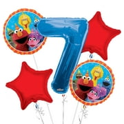 Sesame Street Elmo Balloon Bouquet 7th Birthday 5 pcs - Party Supplies