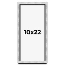 10x22 Frame Brushed Silver Solid Wood Picture Frame | 0.75 Inch Moulding Width | Rabbet Depth 0.75